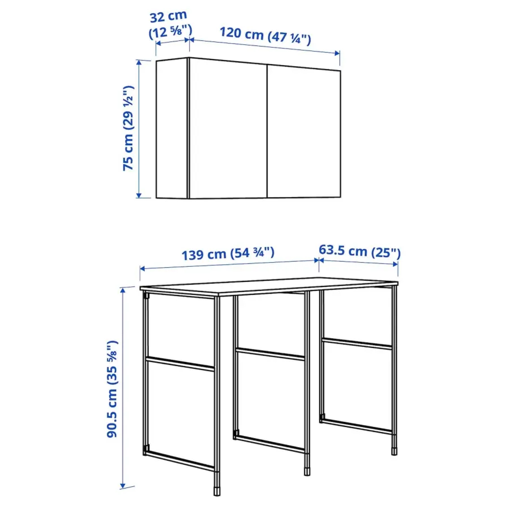 Комбинация - IKEA ENHET/ЭНХЕТ ИКЕА, 90,5х63,5х139 см, белый