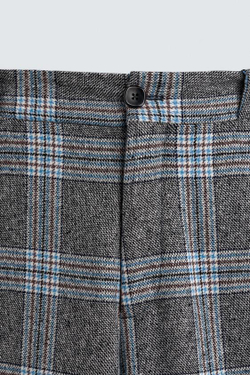 ZARA HARRY LAMBERT X DISNEY БРЮКИ WIDE FIT В КЛЕТКУ, СЕРЫЙ/СИНИЙ