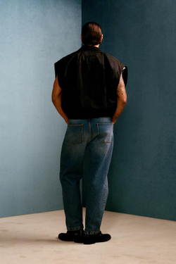 ZARA X WILLY CHAVARRIA ДЖИНСЫ ПРЯМОГО КРОЯ, ГОЛУБОЙ