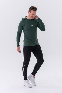 Мужской лонгслив Nebbia Long-Sleeve T-shirt with a hoodie 330 Green