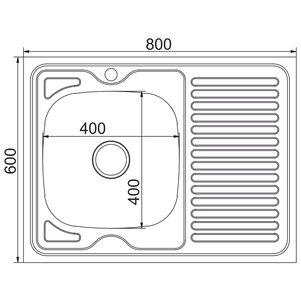 Мойка 80х60 (0,6) прав вып 3 1/2 MIXLINE 16см  с сифоном ДЕКОР