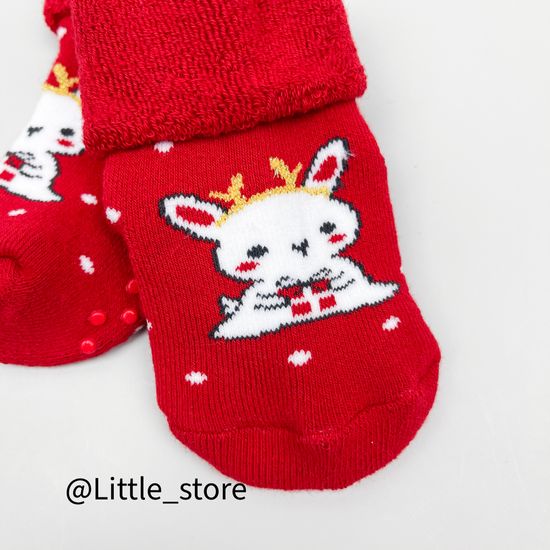 Носочки новогодние махровые "Оленята", с антискользящим покрытием