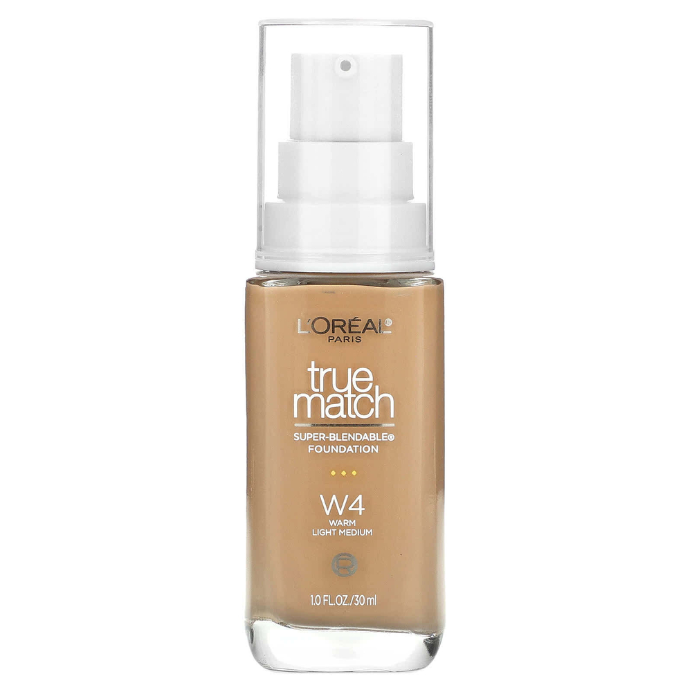 L'Oréal, True Match, супер-смешиваемая тональная основа, теплая и легкая тональная основа W4, 30 мл (1 жидк. унц.)