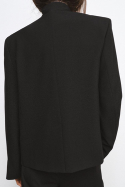 ZARA БЛЕЙЗЕР С ВОРОТНИКОМ-СТОЙКОЙ И ПУГОВИЦАМИ — ZW COLLECTION, ЧЕРНЫЙ