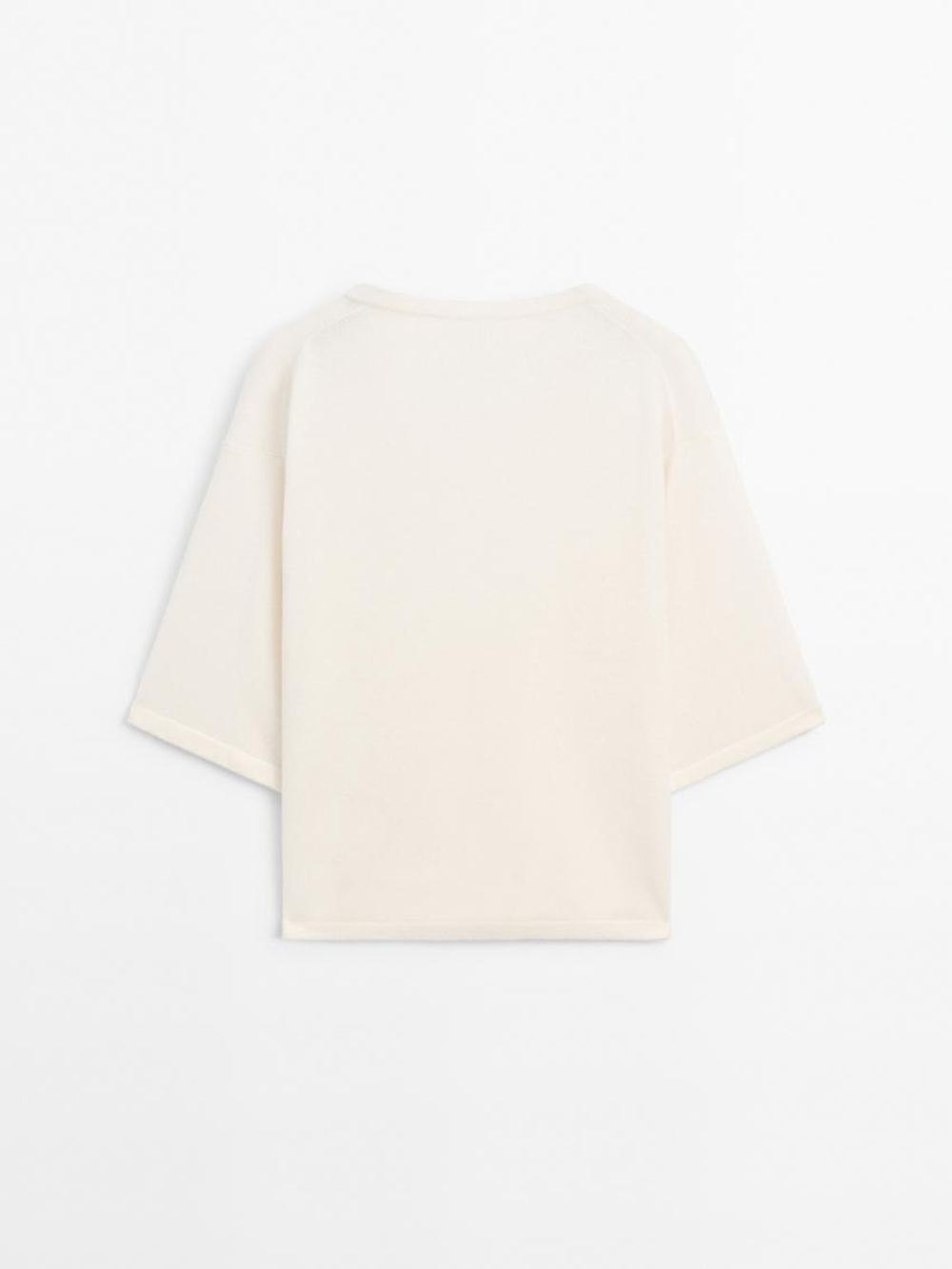 Massimo Dutti Свитер из смесовой шерсти с V-образным вырезом, белый