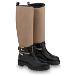 LOUIS VUITTON Territory Flat Knee high Boots Women"s Black Brown