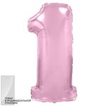 Шар (40"/102 см) Цифра, 1, Розовый, в упак.