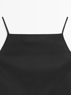 Massimo Dutti Платье миди из 100% льна, черный