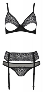 Пикантный комплект белья Zinnia с поясом для чулок (Размер: XXL-XXXL) (Цвет: черный)