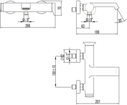 Смеситель для ванны с душем STWORKI Лерум S04100GB вороненая сталь