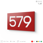 Номер на дверь 579, табличка на дверь для офиса, квартиры, кабинета, аудитории, склада, красная 120х70 мм, Айдентика Технолоджи