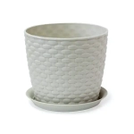 Кашпо РОТАНГ D155мм 2л с поддоном белый ротанг 0,136,155х0,155м