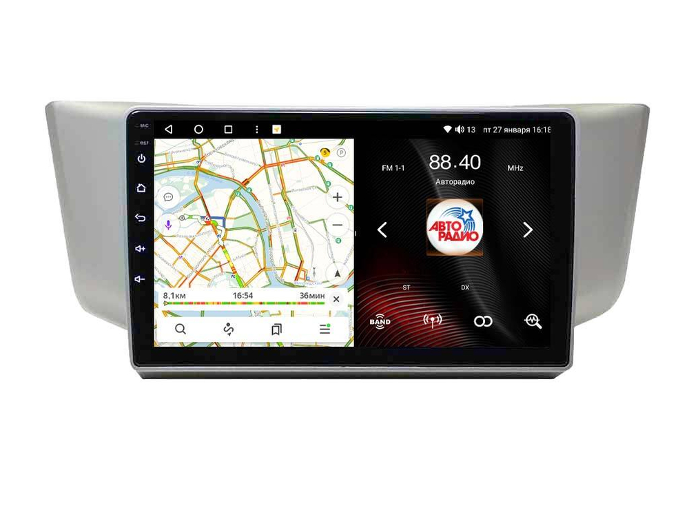 Магнитола для Toyota Harrier XU30 2003-2013, Lexus RX 2003-2009 (монохром, рамка вниз) - Vaycar VA37-0300 на Android 13, 8-ядер, 4G SIM-слот