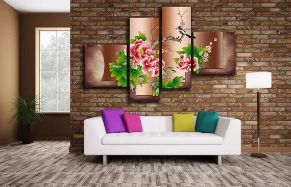 Модульная картина "Птица на ветке"