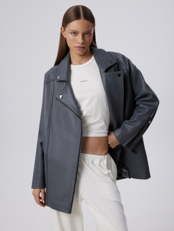 КУРТКА КОЖАНАЯ BIG OVERSIZE (GREY)