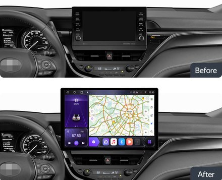 Магнитола для Toyota Camry 70 (75) 2021-2023 (все комплектации) - Carmedia FT003/OL-1031-Q монитор 13" QLED+2K на Android 12, ТОП процессор, 4G SIM-слот, CarPlay, 6/128 ГБ