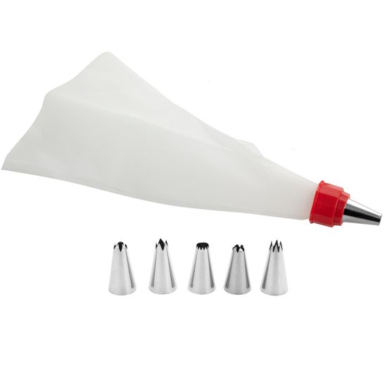 Кондитерский мешок с переходником и 6 стальными насадками Kamille KM-7779