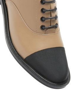 Женские комбинированные туфли темно-бежевые со шнурками