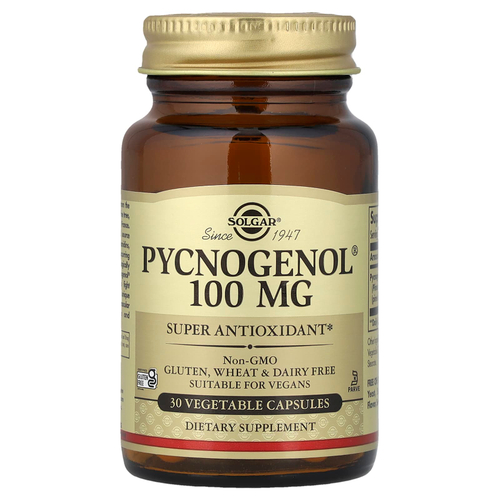 Solgar, Pycnogenol, 100 мг, 30 растительных капсул