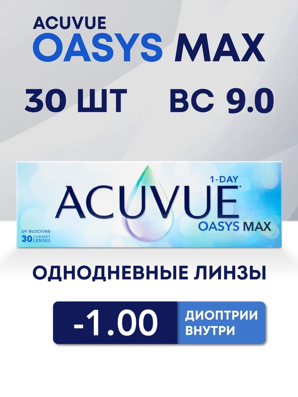 Однодневные контактные линзы Acuvue Oasys MAX 1-Day (уп. 30 линз)