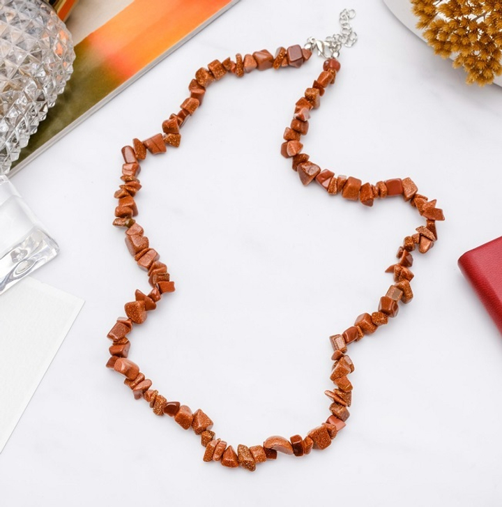 Бусы Авантюрин коричневый, крошка через шар, 45 см