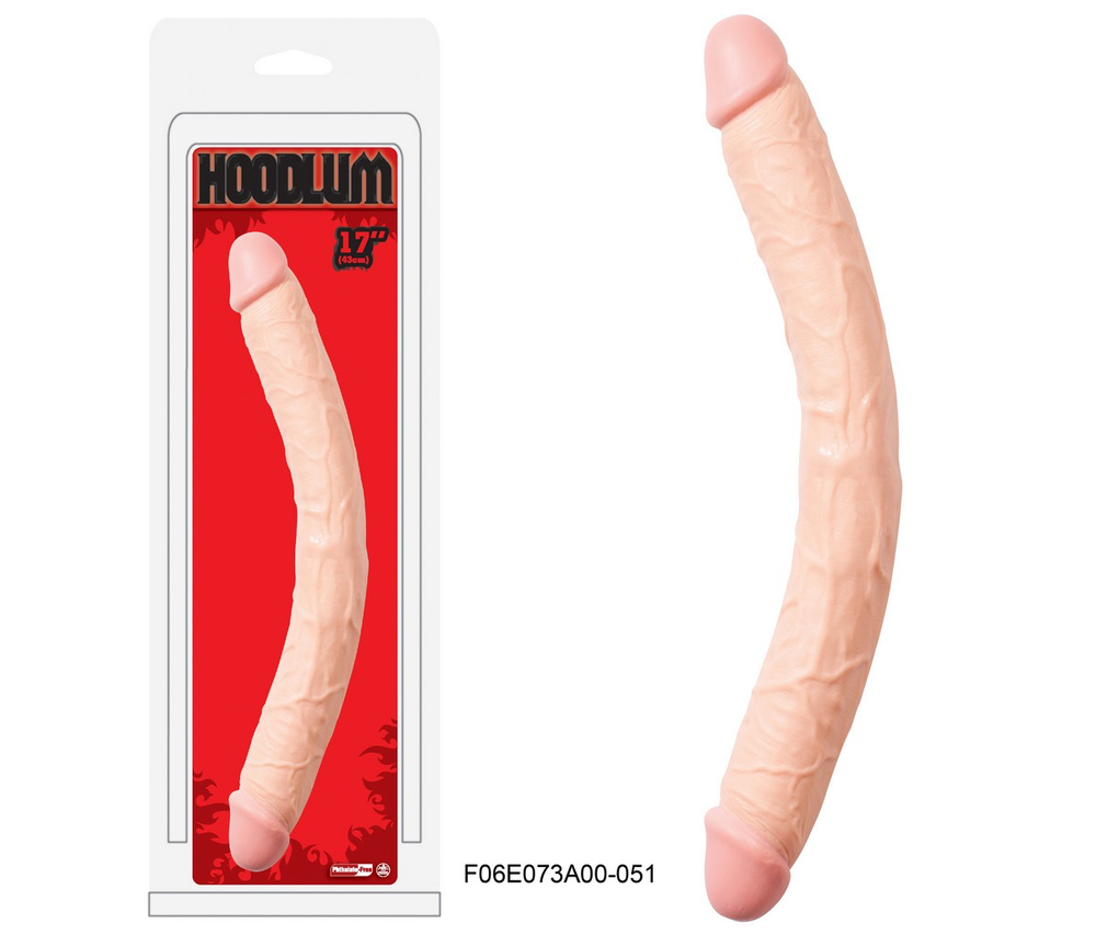Двусторонний фаллоимитатор Hoodlum - 43 см. (Цвет: телесный)