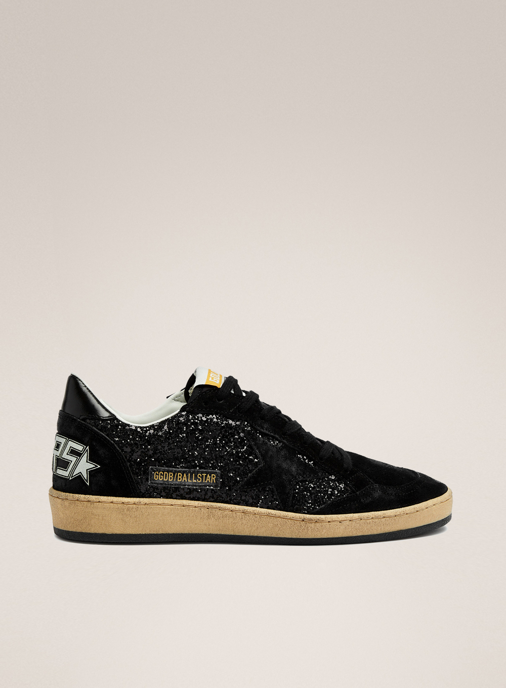 Ball Star in black glitter with black suede inserts