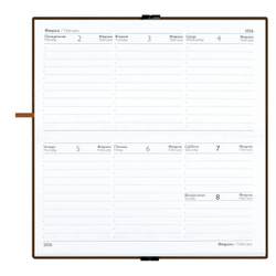 Еженедельник датированный 2026 ESCALADA, 175х95 мм, 64 л., арт. 70393/ 40 ТИВОЛИ ГЛОСС КОРИЧНЕВЫЙ (кожзам: мягкий переплёт, материал обложки: искусственная кожа "Тиволи глосс"; декор: блинтовое тиснение; способ крепления блока: ниткошвейный; вн. блок