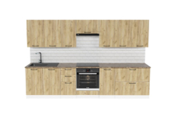 Кухонный гарнитур Янтарь 3000 мм (Дуб золотой/Белый, Аламбра темная)