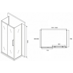 Душевой уголок Abber Schwarzer Diamant 160x85 AG30160H-S85-S85 профиль Хром стекло прозрачное
