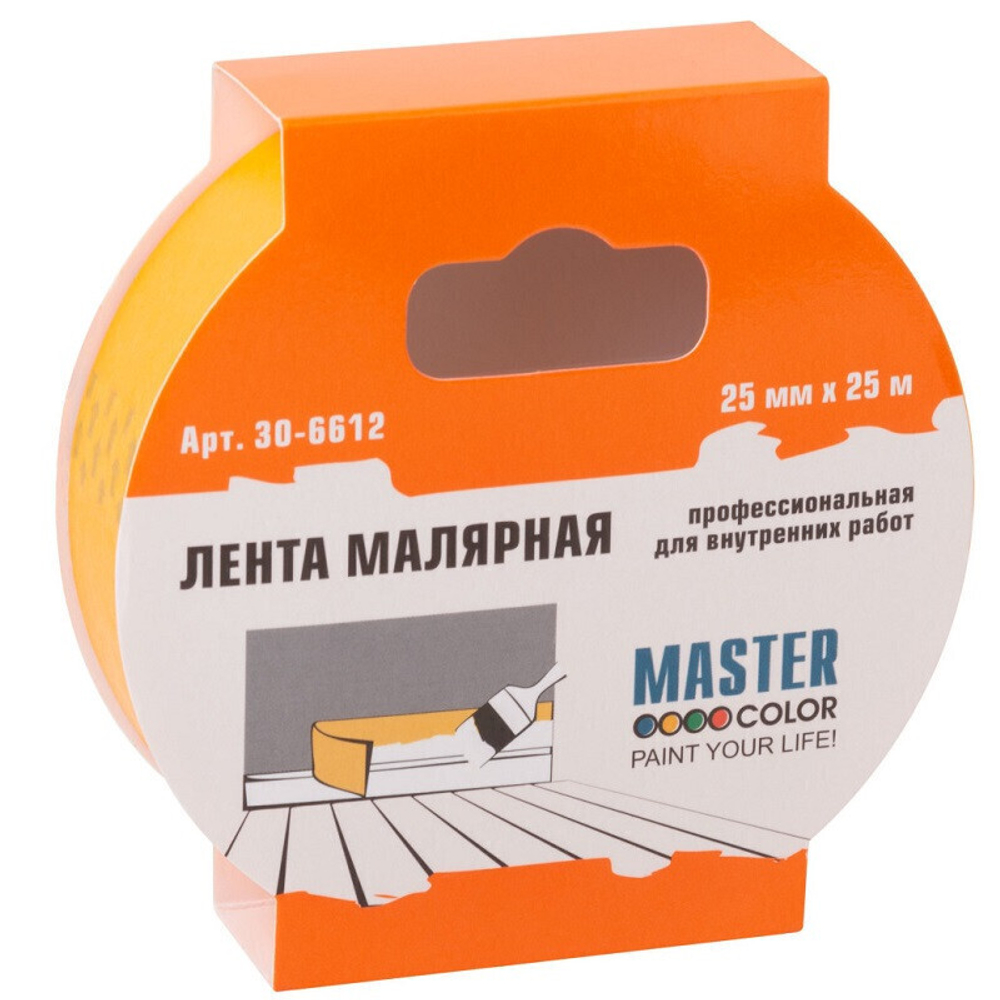 Лента клейкая малярная Master Color 30-6612 желтая 25 мм 25 м