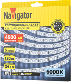СД Лента Navigator 95 297 NLS-2835CW120-9.6-IP65-24V 5м