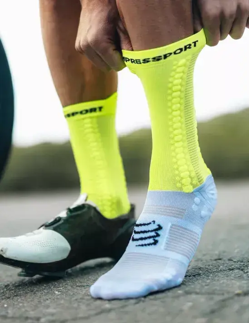 Носки Pro Racing Socks V4.0 Bike White Safe Yellow