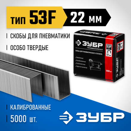 ЗУБР тип 20GA (53F/D/056) 22 мм, 5000 шт, скобы для степлера, Профессионал (31950-22)