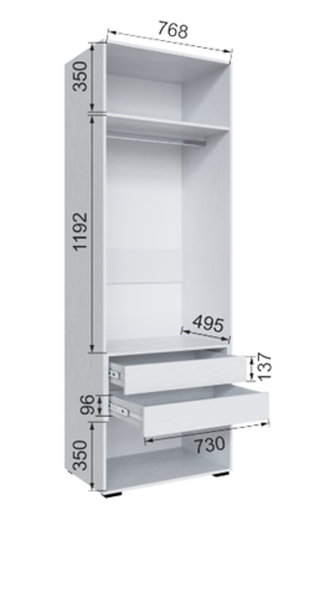 Шкаф с 2 ящиками внутри с зеркалом Бруклин 80Ш