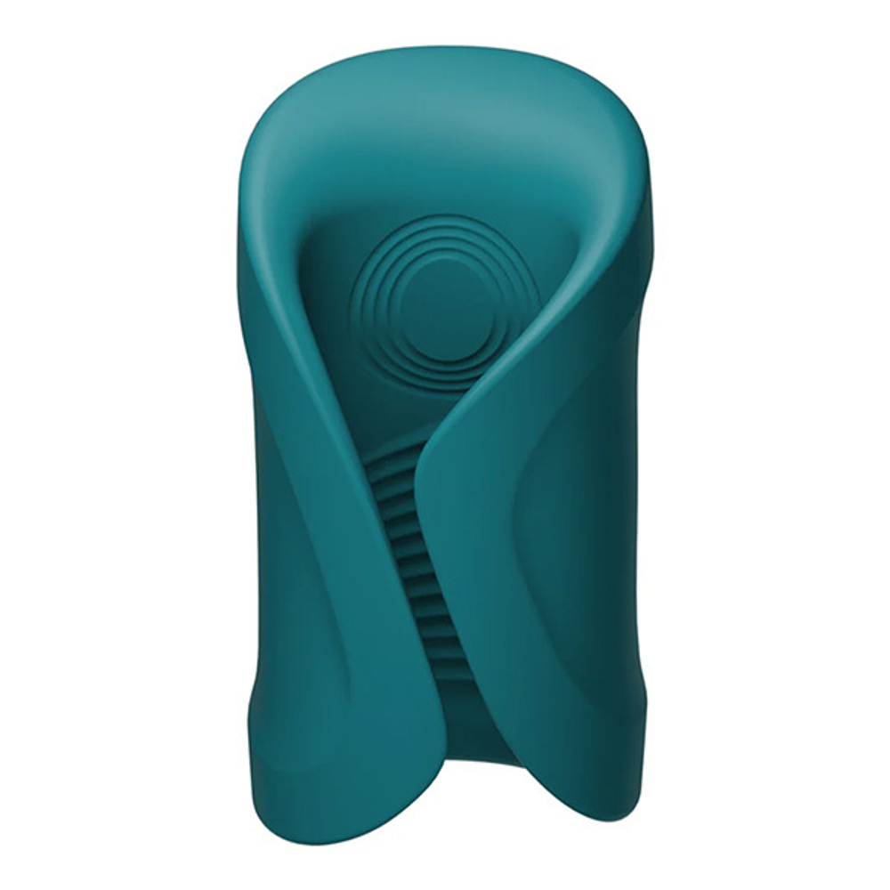 Бирюзовый силиконовый интерактивный вибромастурбатор с осцилляцией Lovense Gush 2 Penis Masturbator LE-48