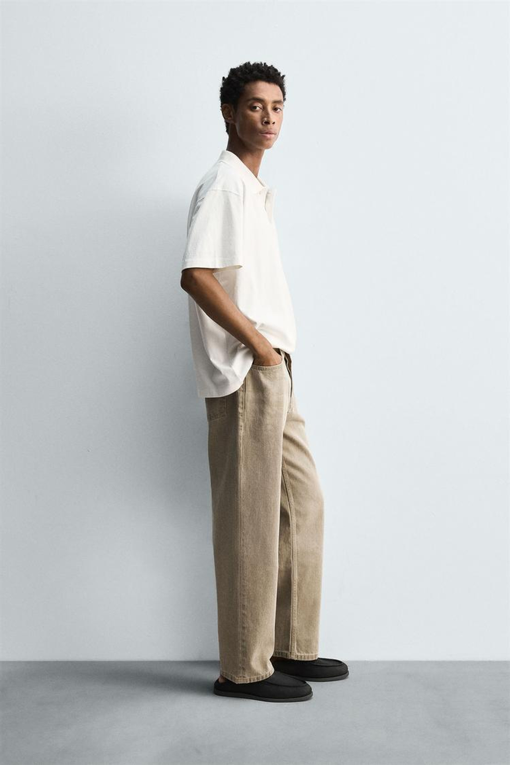 ZARA ПОЛО REGULAR FIT, ЖЕЛТОВАТО-БЕЛЫЙ