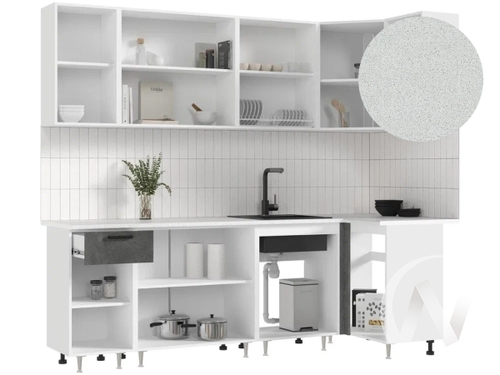 Кухня Рио NEW ЛДСП 2;4х1;0м (белый/бетон светлый; бетон темный/антарес)