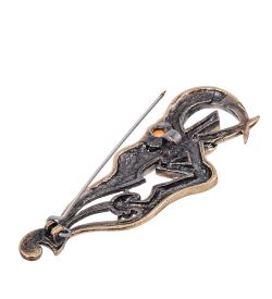 AM- 770 Брошь « Девушка Джаз» (латунь, янтарь)