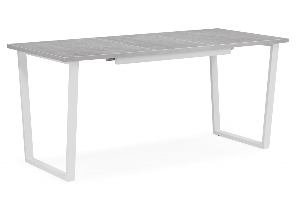 Стол деревянный Woodville раскладной Лота Лофт 120(160)х75 бетон светлый, белый матовый, ножки белые
