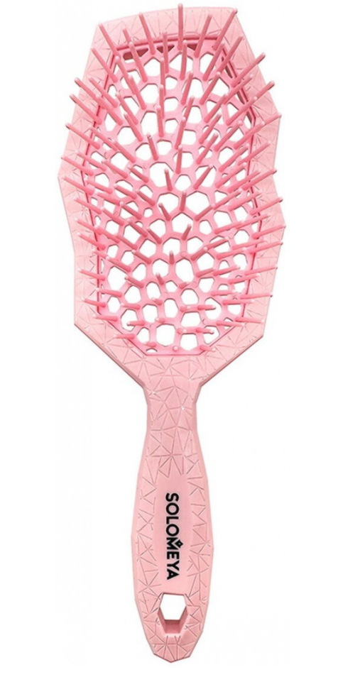 Solomeya Массажная расческа для сухих и влажных волос с широкими зубьями розовая