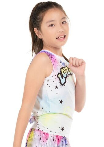 Футболка для девочки теннисная Lucky in Love Novelty Print Graffiti Squad Tie Back Tank - разноцветный