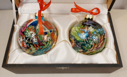 Набор новогодних шаров с полной росписью "Алиса в стране чудес" и  "Дюймовочка"