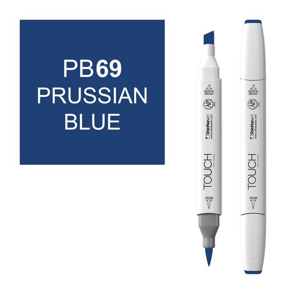 Маркер TOUCH  BRUSH на спирт.основе, два пера цв.PB69 прусский синий