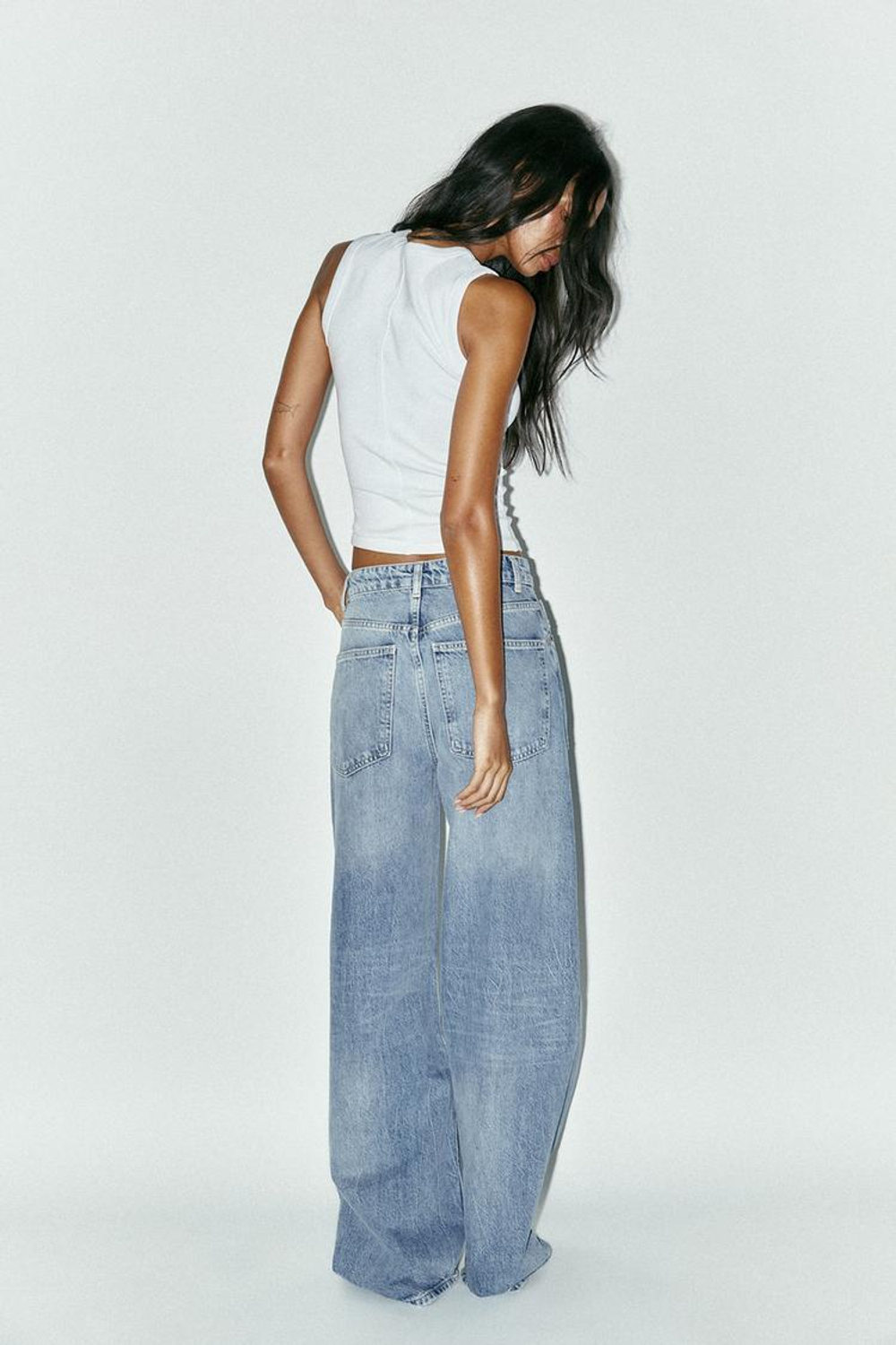 ZARA ДЖИНСЫ TRF EXTRA WIDE-LEG С ВЫСОКОЙ ПОСАДКОЙ, ГОЛУБОЙ