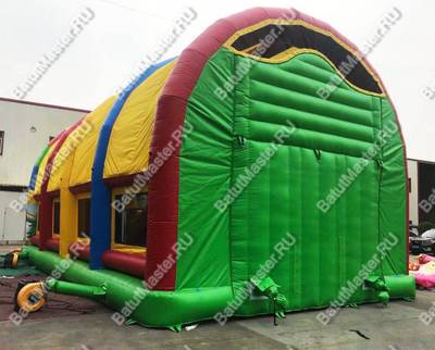 Надувной батут "Страна Сафария" с крышей и пневмопушками