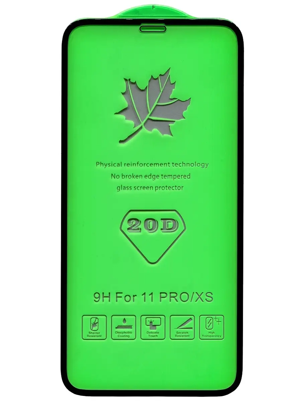 Защитное стекло для Apple iPhone 11 Pro/ iPhone X/ iPhone XS/ 20D Premium /полный клей, черная рамка