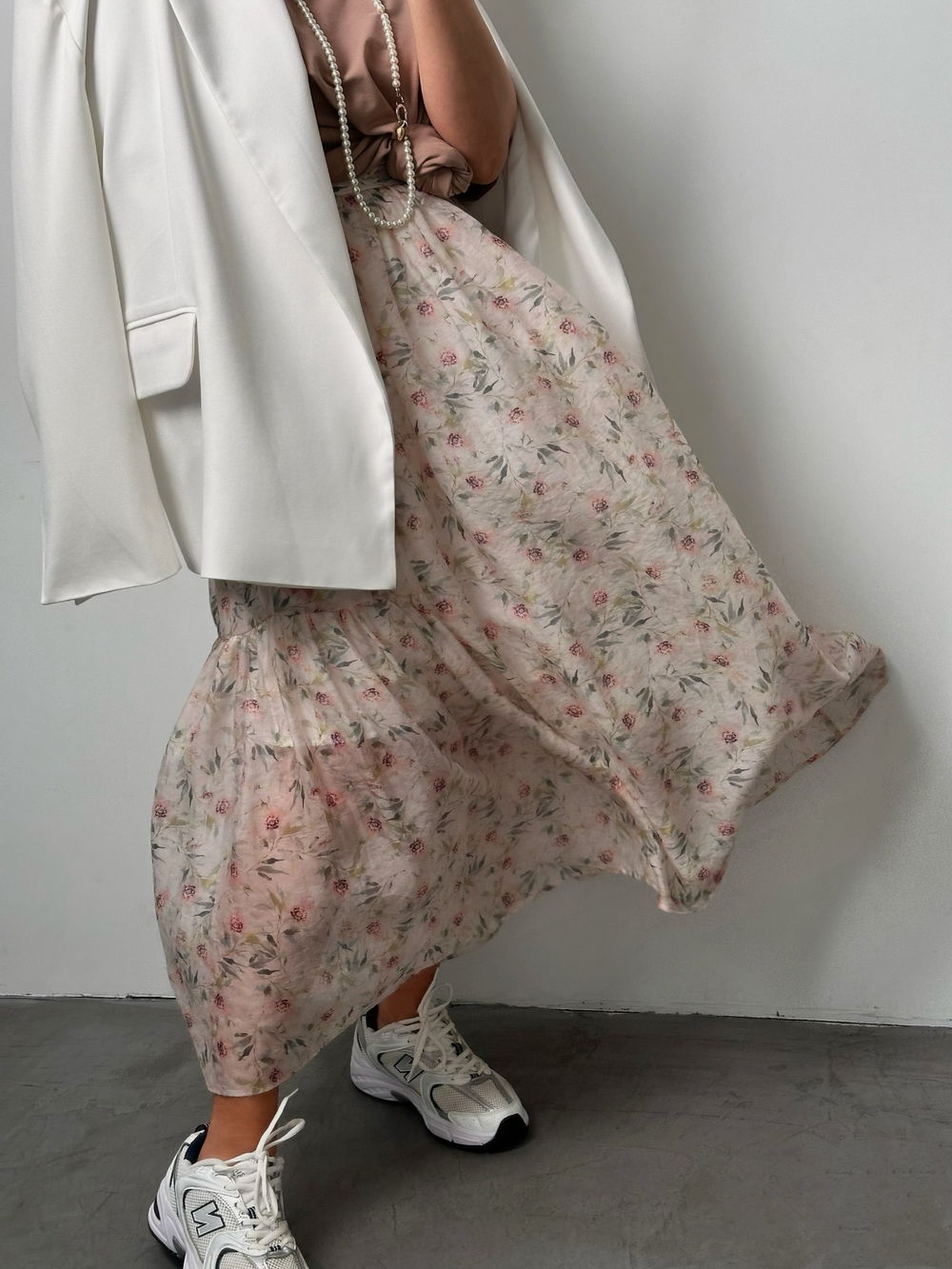 Юбка вуаль в бежевый цветок