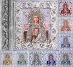 Принт-ЖС12 Ткань с нанесенной авторской схемой Богородица Знамение (Жемчужная серия) +инструкция