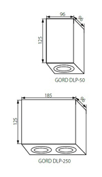 Cветильник потолочный накладной квадратный KANLUX GORD DLP 50-W GU10